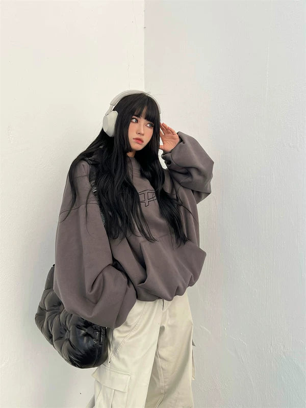 ,4892900260333,4892900260334,4892900260335, Oversized Letter Print Hooded Sweatshirt