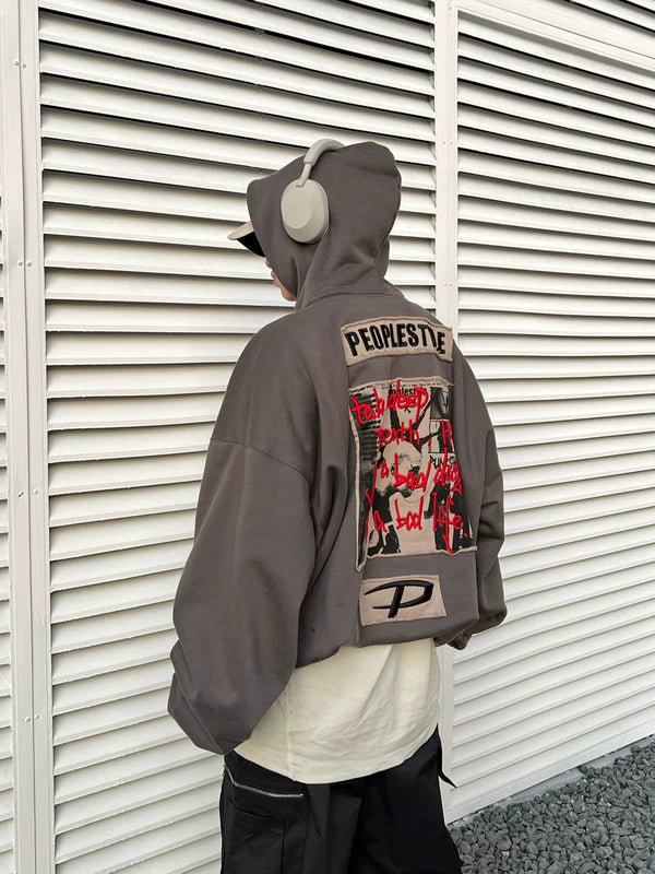 Oversized Letter Print Hooded Sweatshirt 2