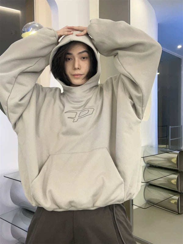 4892900260336,4892900260337,4892900260338, Oversized Letter Print Hooded Sweatshirt