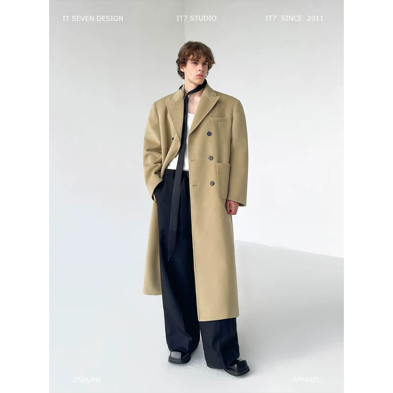 Oversized Long Wool Coat with Large Pockets 1