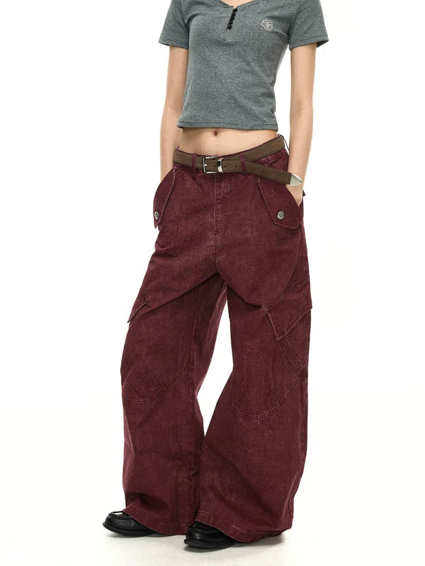 Oversized Multi-Pocket Wide-Leg Cargo Pants 1