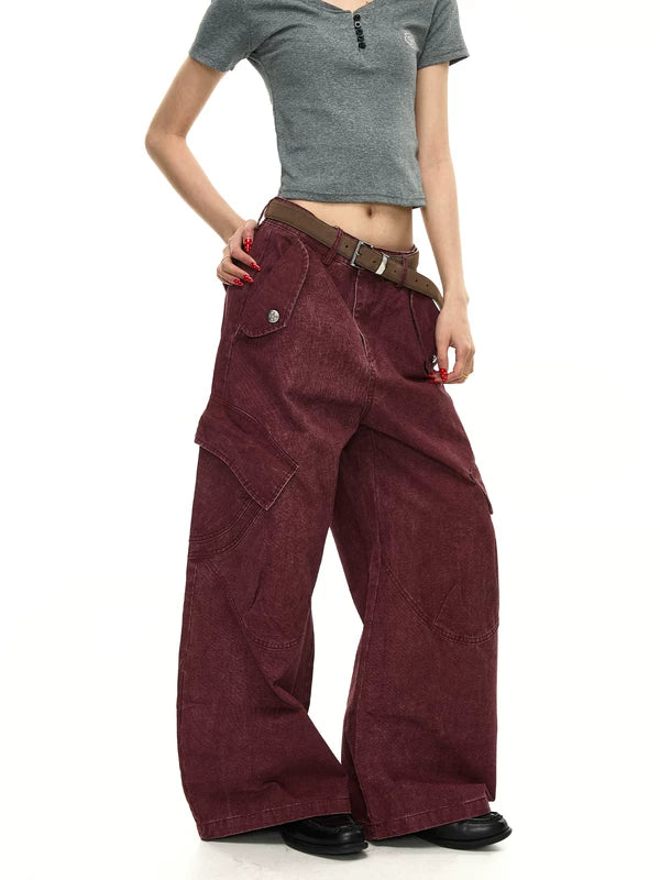 Oversized Multi-Pocket Wide-Leg Cargo Pants 3