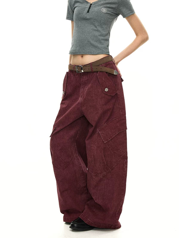 Oversized Multi-Pocket Wide-Leg Cargo Pants 4