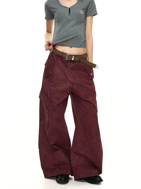 Oversized Multi-Pocket Wide-Leg Cargo Pants 5