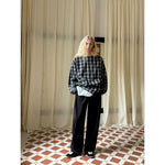 Oversized Plaid Crew Neck Long Sleeve Shirt 2