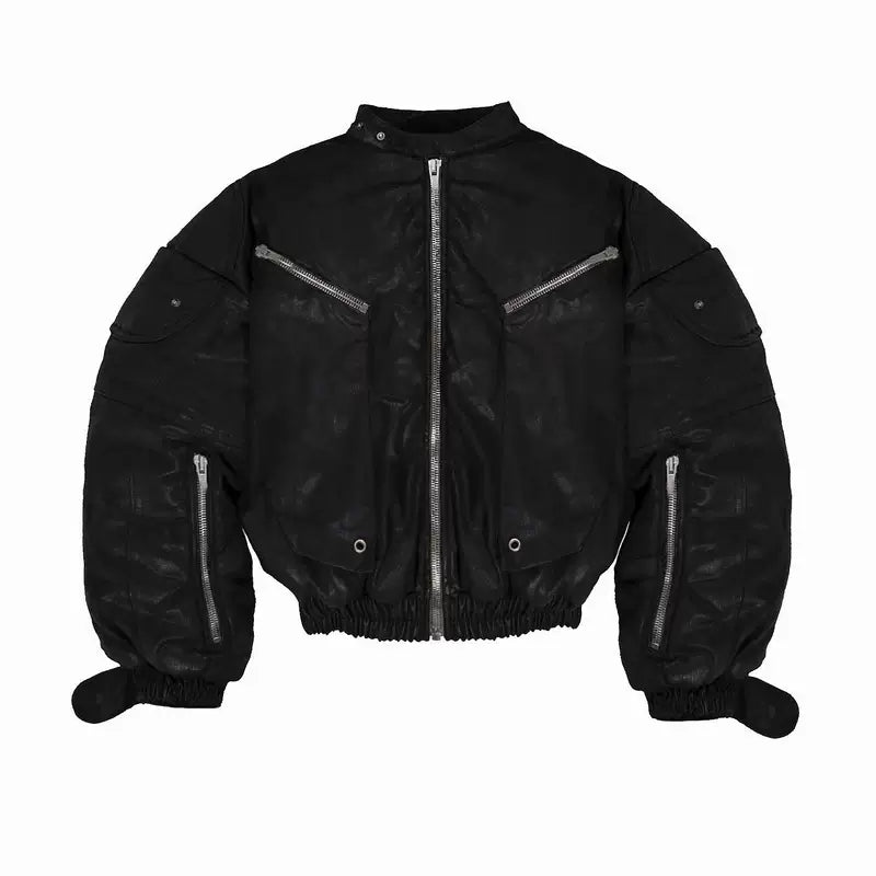 Oversized Quilted Motorcycle Bomber Jacket 1