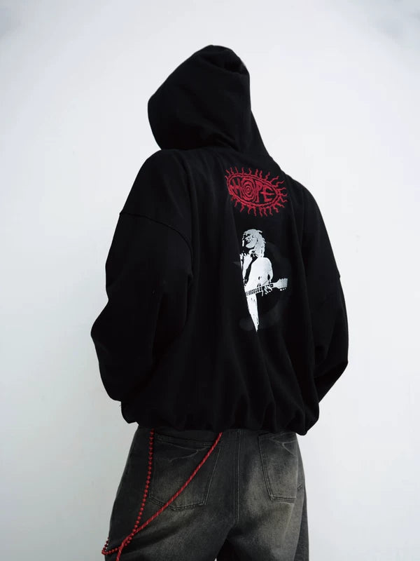 Oversized Star Embroidered Hooded Sweatshirt 2