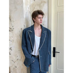 Oversized Washed Denim Suit with Wide-Leg Pants 2