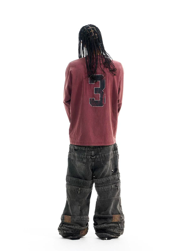 Oversized Washed Long Sleeve Printed T-Shirt 4