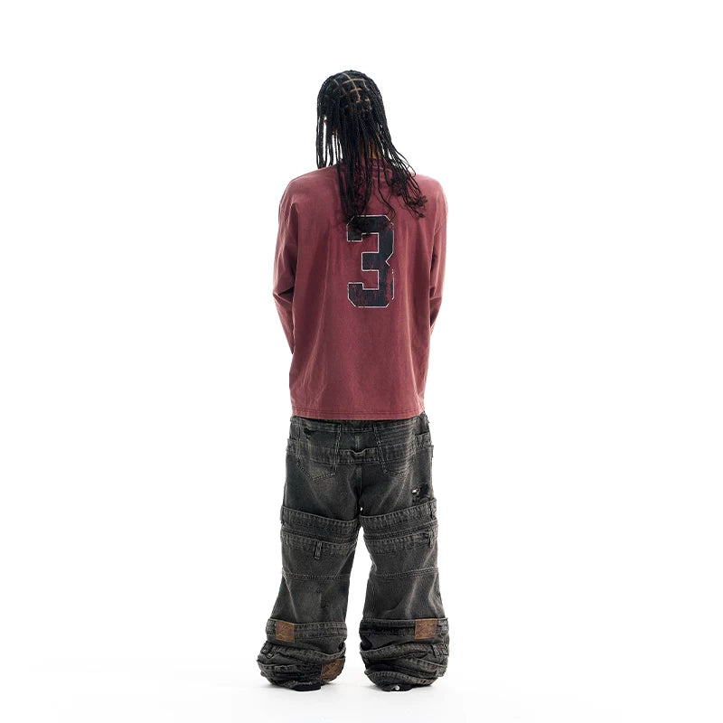 6097583106204,6097583106205,6097583106206,6097583106207, Oversized Washed Long Sleeve Printed T-Shirt