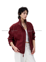 Oversized Washed Stand-Up Collar Work Jacket 2