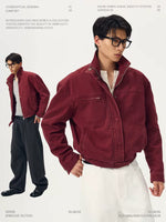 Oversized Washed Stand-Up Collar Work Jacket 3