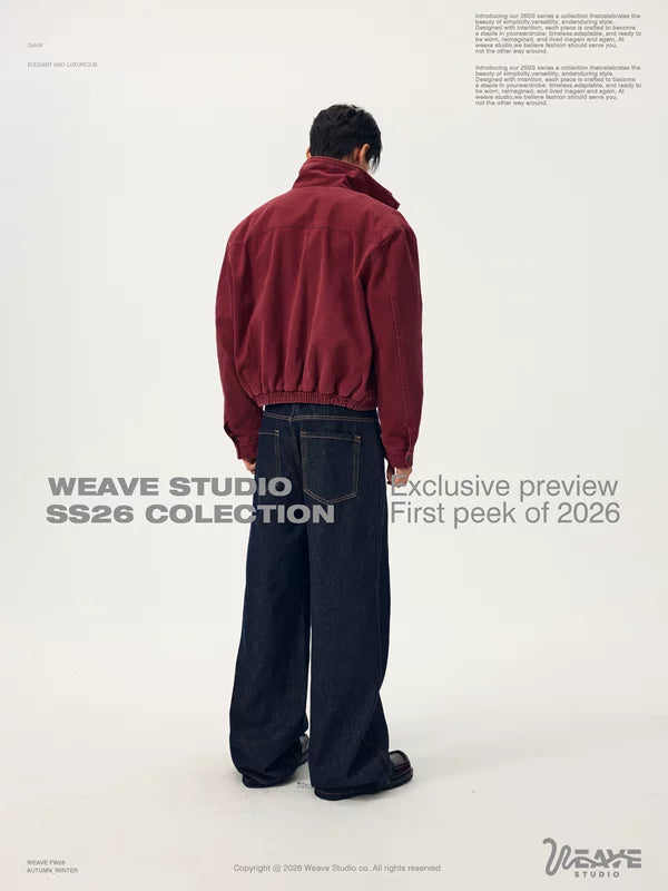 Oversized Washed Stand-Up Collar Work Jacket 5