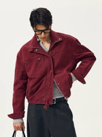 6174170550668,6174170550669,6174170550670,6174170550671, Oversized Washed Stand-Up Collar Work Jacket