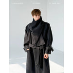 Oversized Wool Trench Coat with Scarf Collar 1