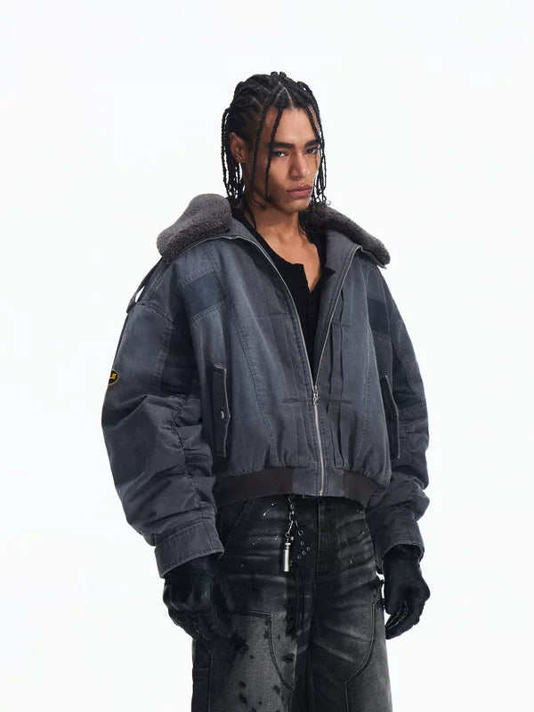Padded Bomber Jacket with Sherpa Collar 2