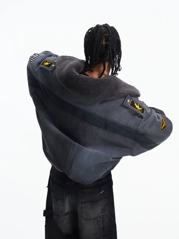 Padded Bomber Jacket with Sherpa Collar 4