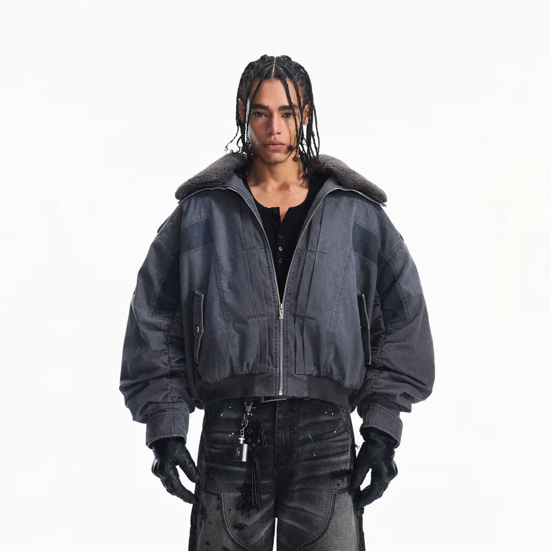 5946995792190,5946995792191,5946995792192, Padded Bomber Jacket with Sherpa Collar