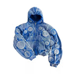 Padded Faded Zip Hoodie with Circular Detail 1