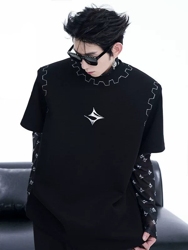 Padded Shoulder Graphic T-Shirt