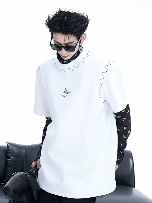 Padded Shoulder Graphic T-Shirt 2