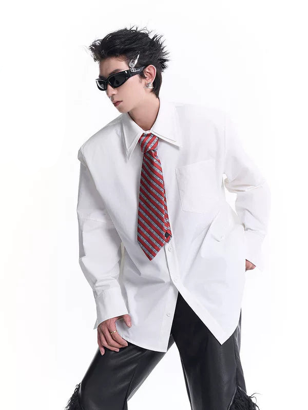 Padded Shoulder Long-Sleeve Shirt