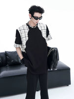 Padded Shoulder Patchwork Short Sleeve T-Shirt 2