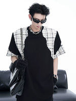 Padded Shoulder Patchwork Short Sleeve T-Shirt 4