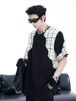 Padded Shoulder Patchwork Short Sleeve T-Shirt 5