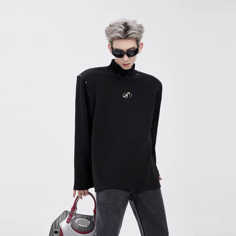 5097556260962,5097556260963,5097556260964, Padded Shoulder Sweatshirt with Metal Rivets