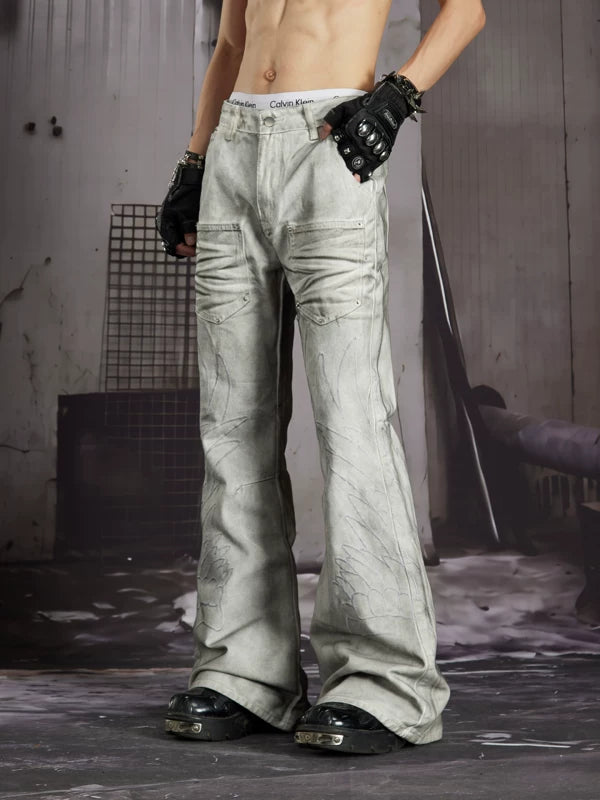 Painted Studded Flared Jeans 3