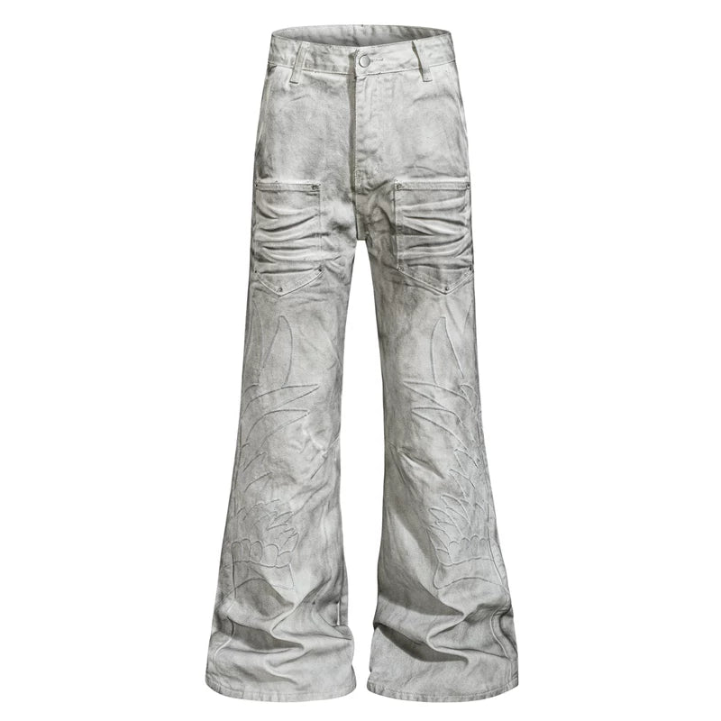 6260588579321,6260588579322,6260588579323,6260588579324,6260588579325, Painted Studded Flared Jeans