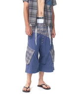 Patchwork Diagonal Waistband Cropped Pants 1