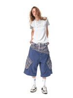 Patchwork Diagonal Waistband Cropped Pants 3
