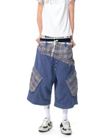 Patchwork Diagonal Waistband Cropped Pants 4