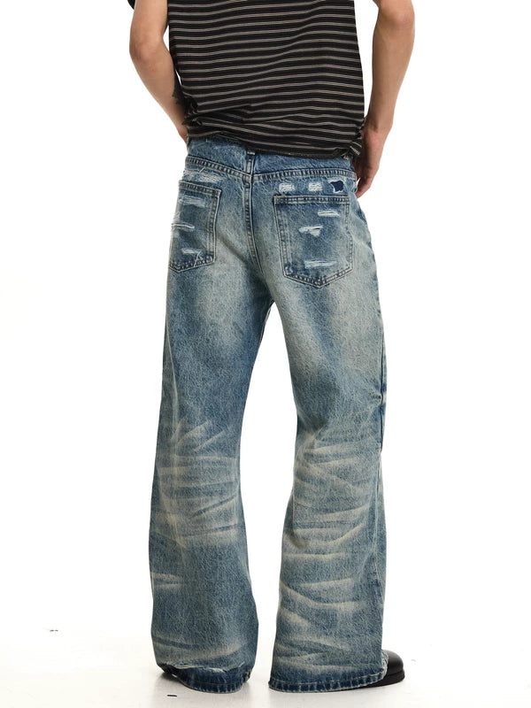 Patchwork Distressed Wide Leg Jeans Pants 3