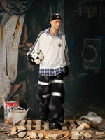 Patchwork Layered Checkered Collar Long-Sleeve T-Shirt 4