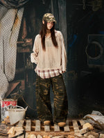 Patchwork Layered Checkered Collar Long-Sleeve T-Shirt 5