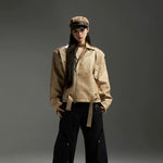 5541648725253,5541648725257,5541648725261, Patchwork Leather Jacket with Washed Matte Finish