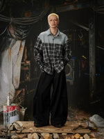 Patchwork Plaid Drop Shoulder Collared Shirt 4
