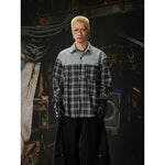 6197130098869,6197130098870,6197130098871, Patchwork Plaid Drop Shoulder Collared Shirt