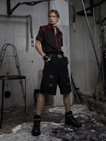 Patchwork Short-Sleeve Button-Down Shirt 4