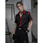 6087114200669,6087114200670,6087114200671, Patchwork Short-Sleeve Button-Down Shirt
