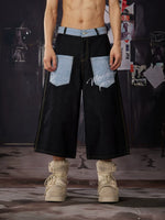 Patchwork Straight Leg Denim Pants 1