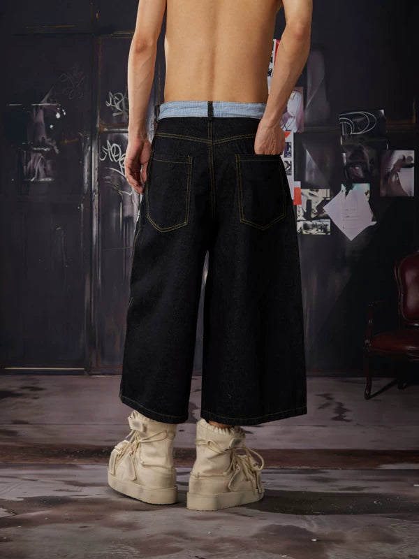 Patchwork Straight Leg Denim Pants 3