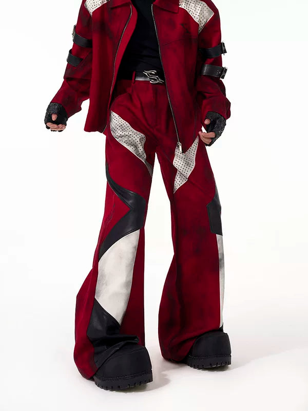 Patchwork Straight Leg Jeans Pants 3