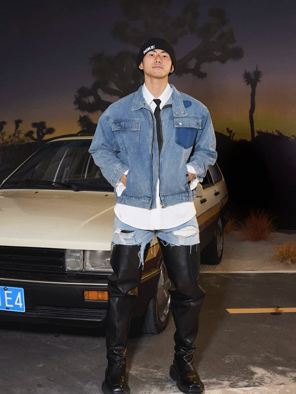 Patchwork Washed Denim Jacket 4