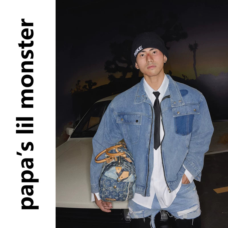 6110421030482,6110421030483,6110421030484,6110421030485,6110421030486, Patchwork Washed Denim Jacket