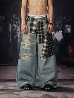 Patchwork Wide-Leg Denim Pants 1