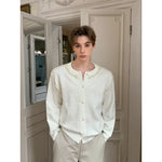 Pearl Beaded Knit Crewneck Cardigan Sweater 4